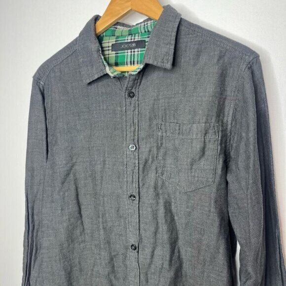 Joe's Jeans Men's Chambray Plaid Long Sleeve Button Up Shirt Gray Size Large - Picture 2 of 12